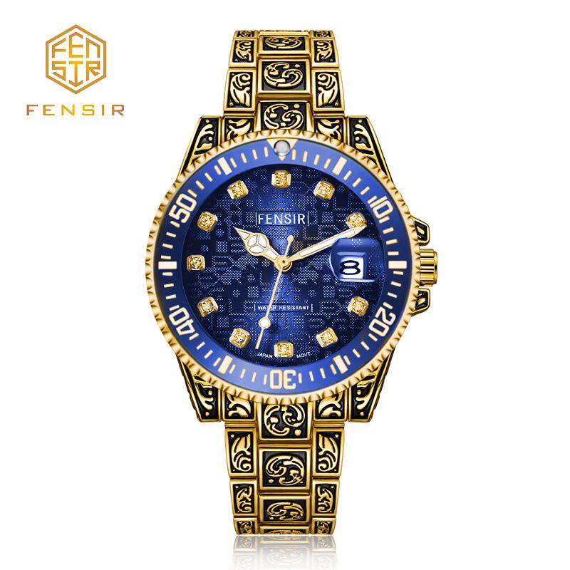 Patterned Steel Band Bracelet Men's Quartz Watch Waterproof Watch Fashionable Personalized Outdoor Sports Reloj