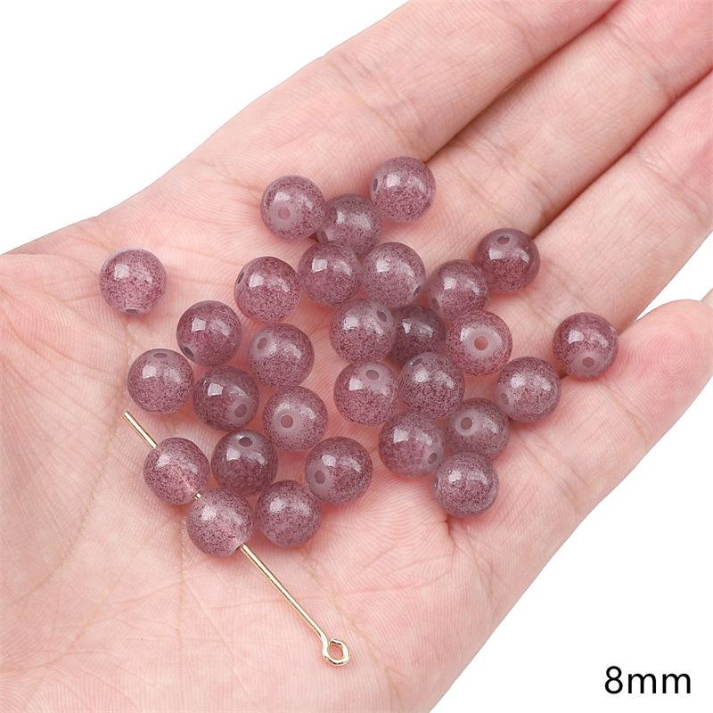 Handgefertigt Bambusgelenk Glas Lila Runde Perlen DIY Armband Halskette Schmuck