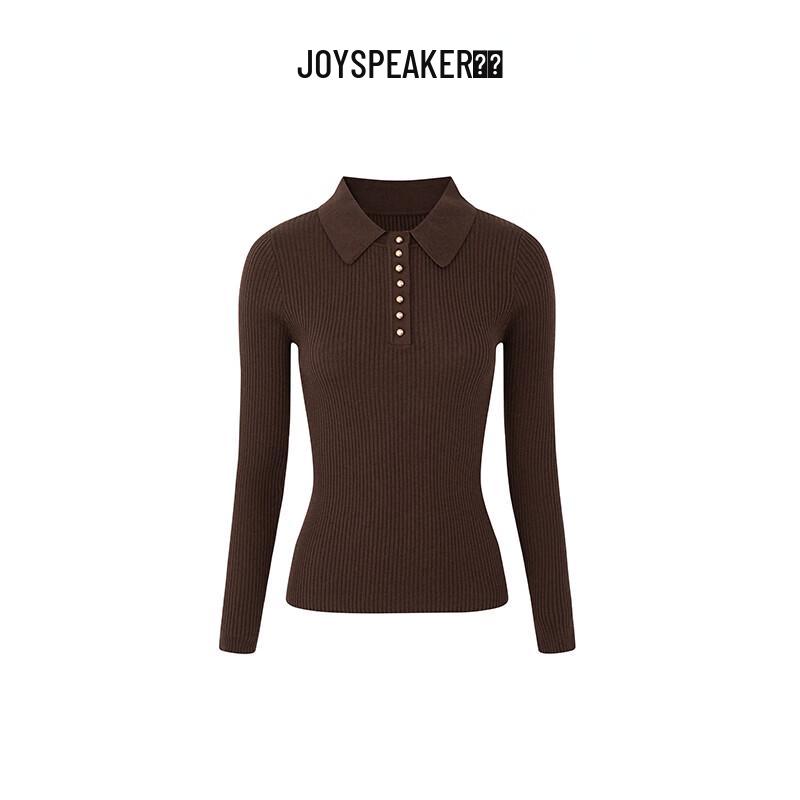 JOY SPEAKER Women's Polo Collar Wool Blend Knit Top