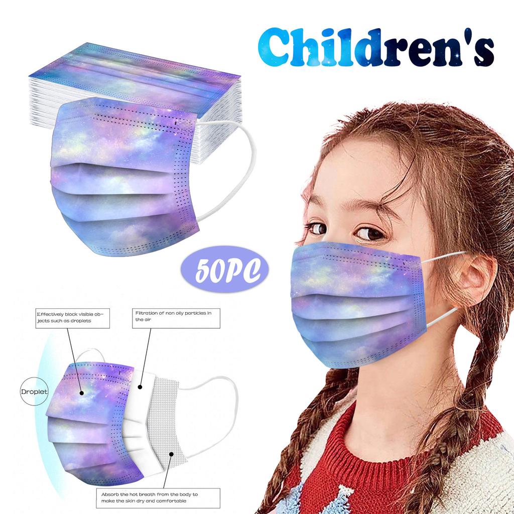 Children's Disposable Tie-dye Starry-sky Printed Mask Disposable Face Mask Ear Loop Mask 50PCS