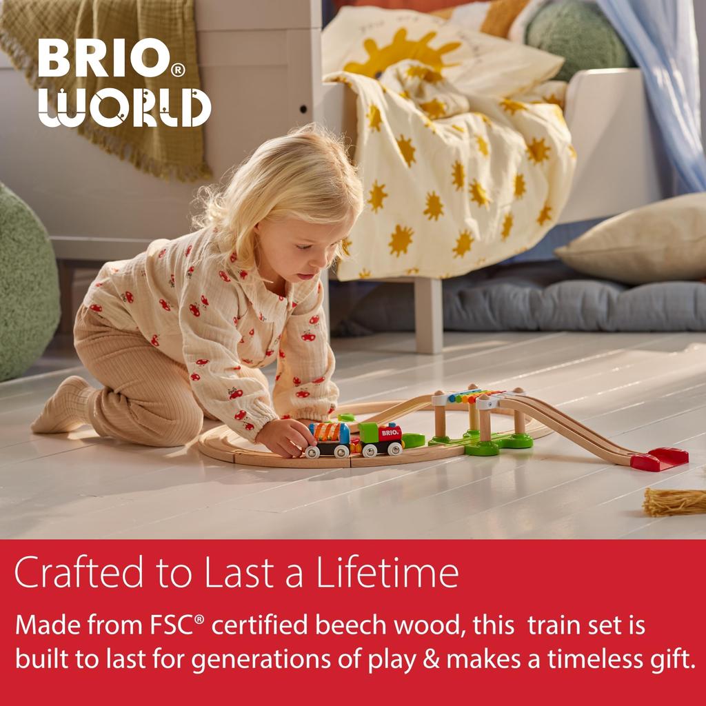 BRIO My First Beginner Set [18-Piece Set] 33727, Ages 18+ [Toy, Wooden Toy, Wooden Rail Set, Gift for Birthdays/Christmas]