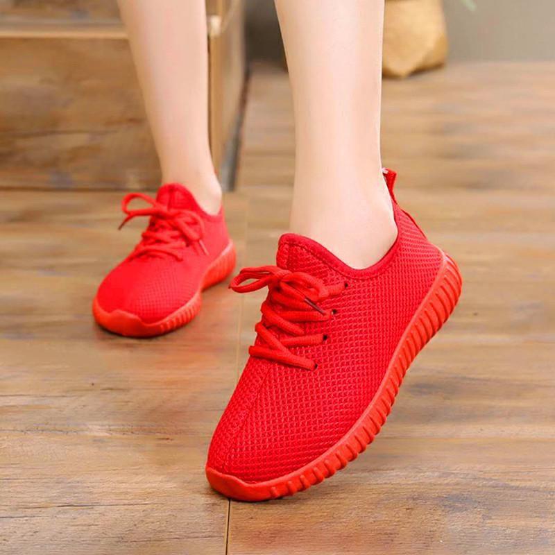 New Fashion Women Mesh Breathable Casual Red Shoes Sports Shoes Comfortable Fit