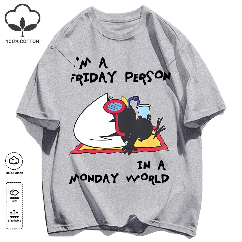 Sleeping In A Monday World Printing Retro Unisex T-Shirts Loose Cotton T Shirt Trendy Summer Tee Unisex Fashion Sports Clothes