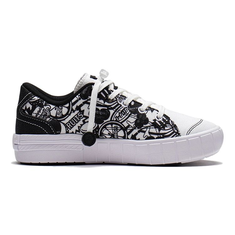 LiNing Youth  Smoke Scene Sports Casual Wear Durable Lightweight Breathable Low-Top Skate Shoes Kids Sneakers Black White YKCS048-5