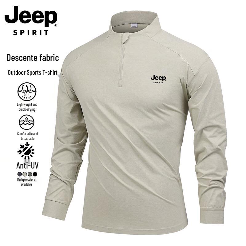 JEEP Men s Outdoor Quick-Dry Half-Zip Long Sleeve T-Shirt 3XL