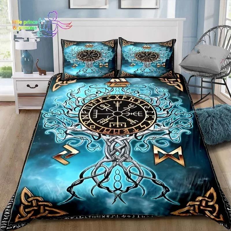 Viking Pattern Nordic Mythology Raven Bedding Set Single Twin Full Queen King Size Bed Set Adult Kid Bedroom 3D Print