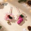 Holiday Party Supplies Christmas Ornament, Sock Shaped/Tinsel Bell Hanging Decoration with Pine Branch Fabric Stocking Pendants Red Berry, Bow Pendant