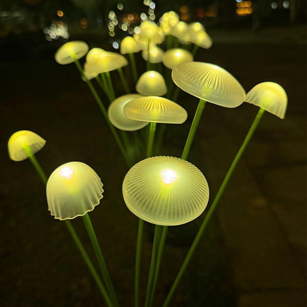 Outdoor Solar Silicone Garden Lights IP65 Waterproof Jellyfish Firefly Swing Lights LED Bi-Color Decoration Patio Holiday Party
