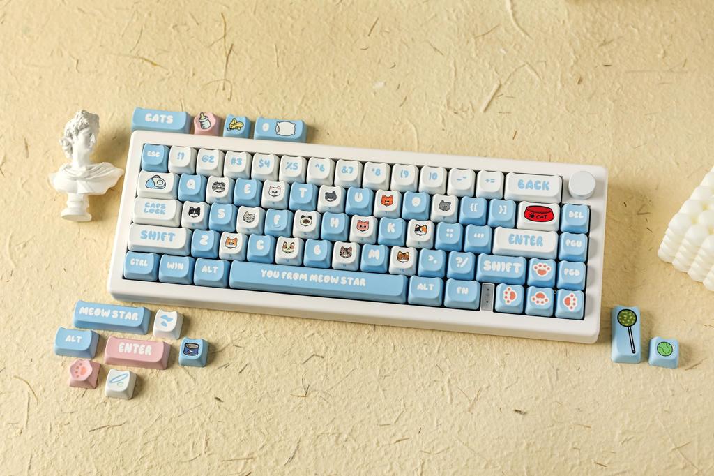 EPOMAKER PurrCap 142-Key PBT Keycap Set, Custom Keycaps for Mechanical Gaming Keyboards, Dye-Sublimation, Cute Keycaps, Compatible with Cherry,