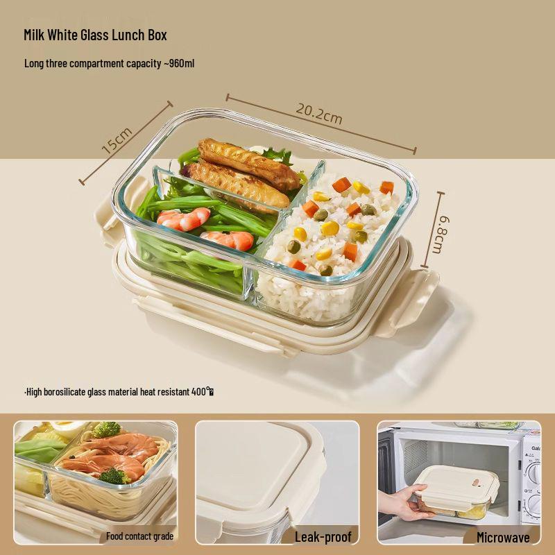 Ciotola Bento in Vetro per Microonde - Resistente alle Alte Temperature, Grande Capacità, Pranzo Ermetico