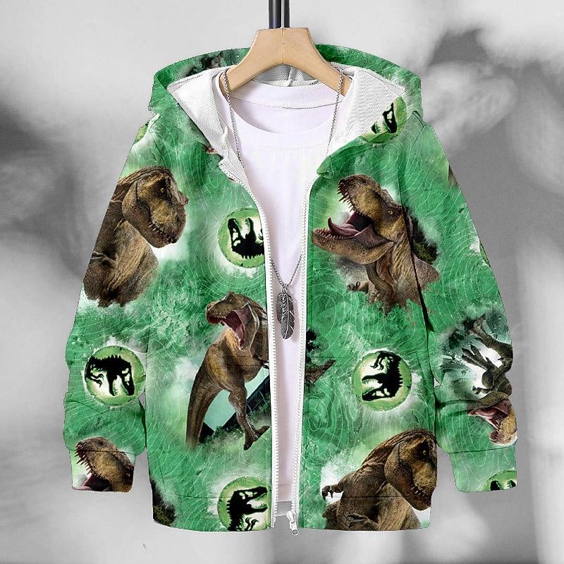 Boys 3D Animal Dinosaur Coat Long Sleeve Fall Winter Active Streetwear Cool Kids 3-12 Years
