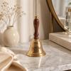 Ship's Bell Decorative Brass Hand with Wooden Handle Vintage for Themed Interior Styling,