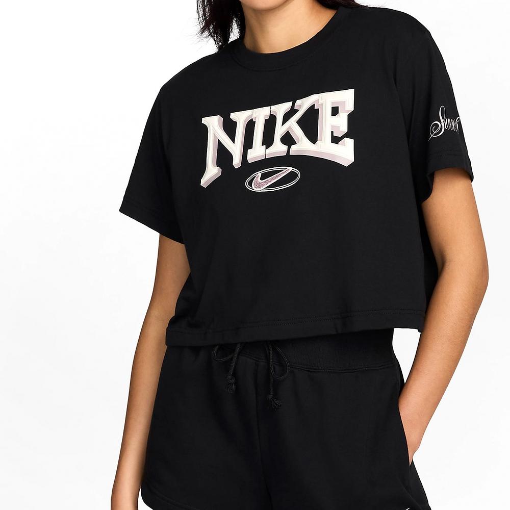 Nike Nsw Ss Tee Oc Varsity Pullover Crew Neck Comfortable Short Sleeve T-Shirt Women Tops Black FZ2856-010
