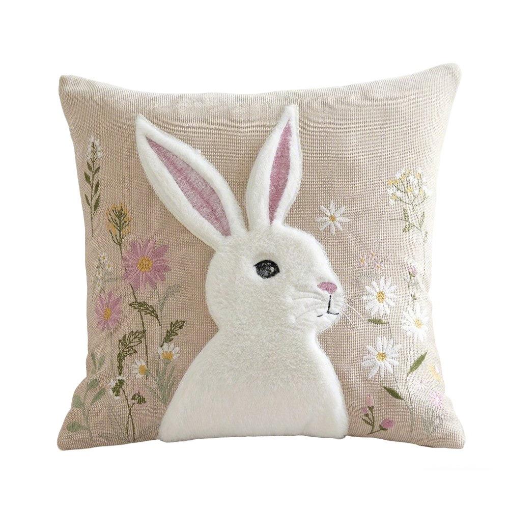 New 45×45cm Easter Bunny Pillow Cover Forest Style Removable Pillowcase Soft 3D Embroidery Sofa Cushion Case Home Decoration