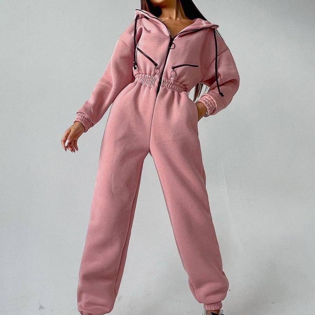 Mono de manga larga con cremallera para mujer, ropa deportiva de otoño, chándal informal de invierno, sudaderas con capucha de moda