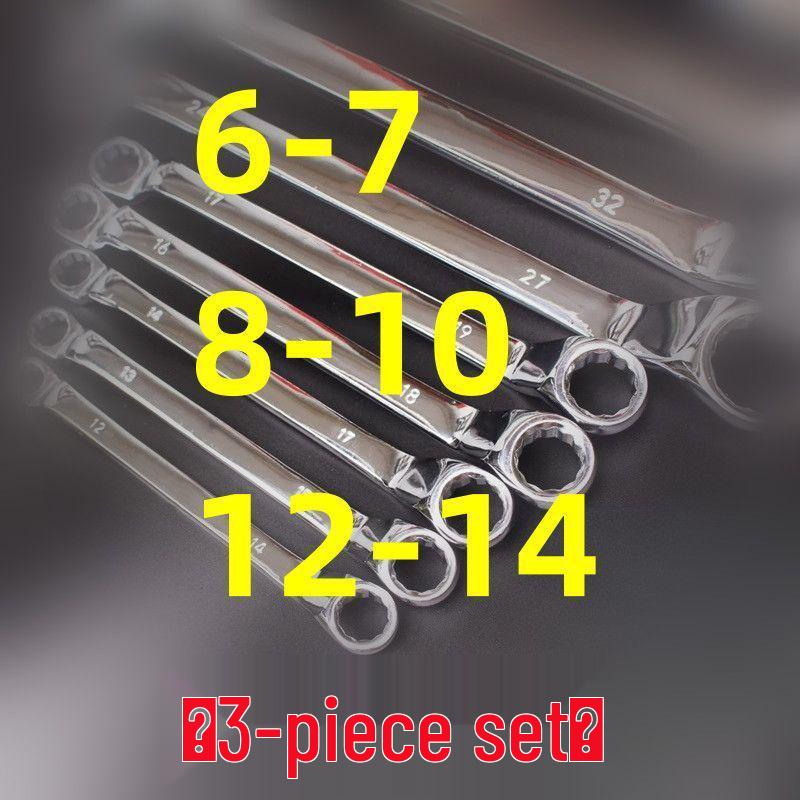 Dual-Ended Extra Long Chrome Hexagonal Box Wrench Set, Mirror Polished