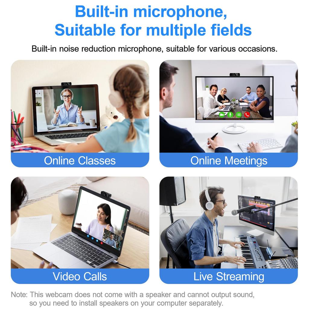 HD 1080P Web Camera USB Web Camera with Microphone Autofocus Camera PC Computer Laptop Live Streaming Webcam for Video Calling