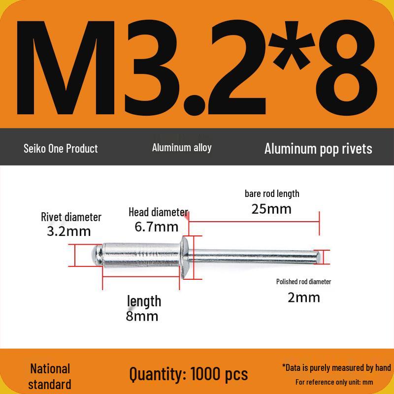Aluminum Blind Rivets & Nuts - Black Round Head, Extended Shank, M4/M5/M6