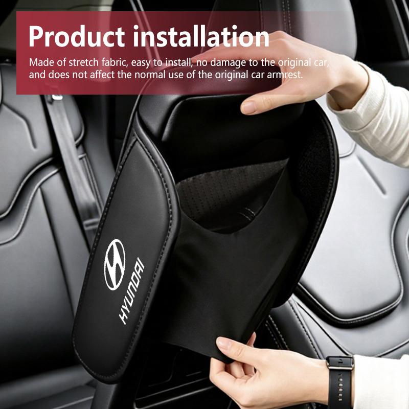 For Hyundai Leather Car Armrest Mat Center Console Arm Rest Protection Cushion Cover GDi N Line i10 Azera Genesis G70 G80 G90 PP37