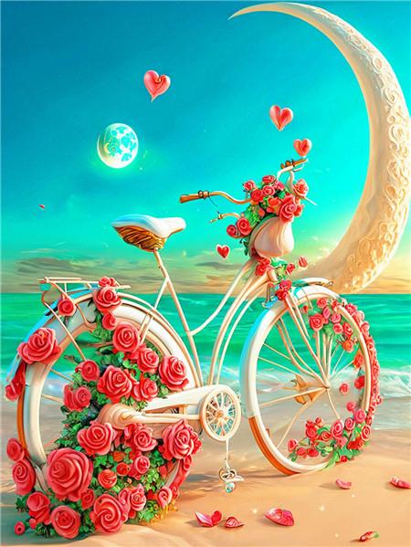 DIY Diamond Mosaic Bicycle Cross Stitch Diamond Painting Flower Love Embroidery Seaside Scenery New Arrival Handicraft