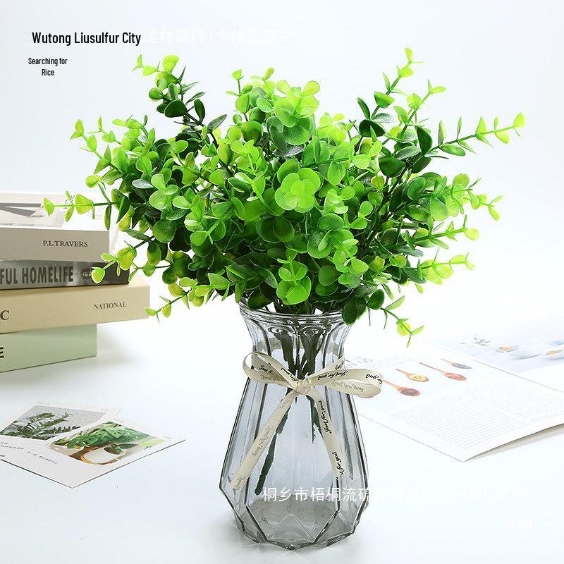 Artificial Green Potted Plants: Decorative Eucalyptus and Money Plant Leaves for Living Room