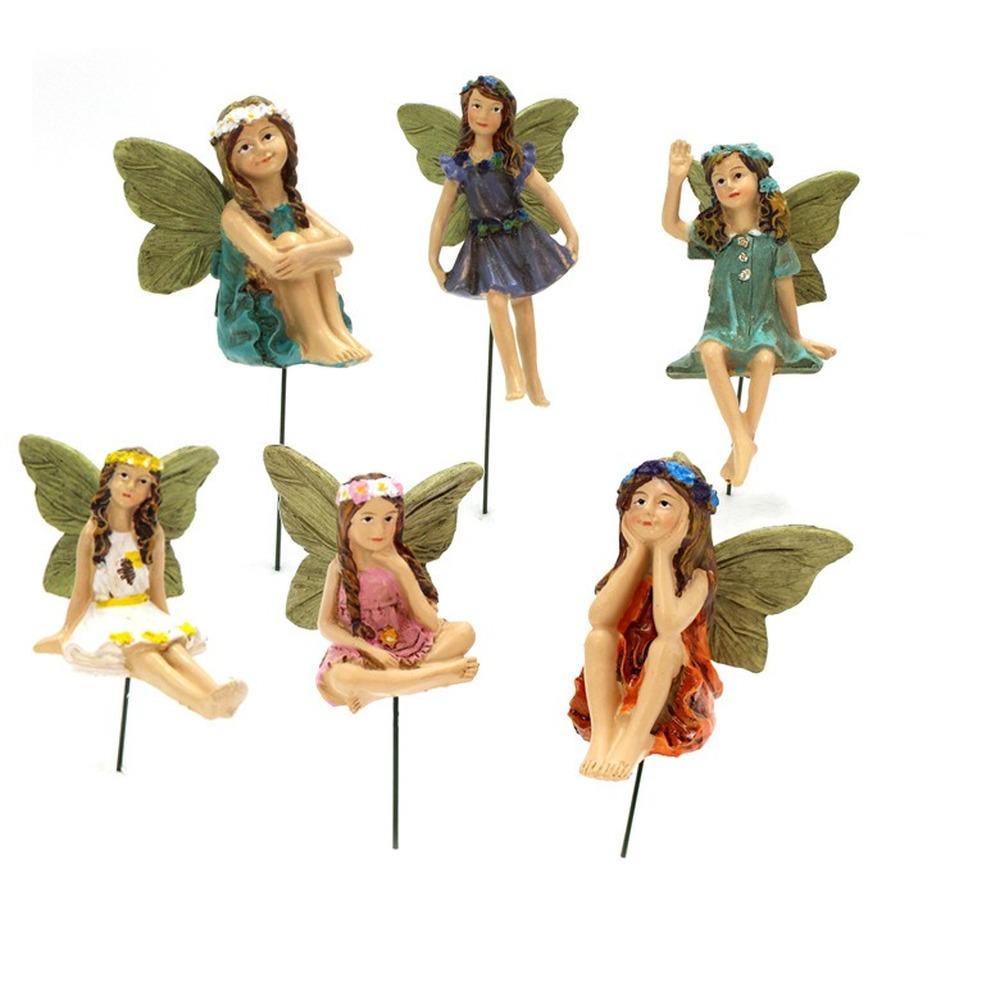 6 Piece Set Creative Flower Fairy Decoration Garden Micro Landscape Ornament Plug-in Flower Fairy