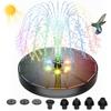 Solarbrunnen, 4 W, Vogelbad-Springbrunnenpumpe, verbesserter Springbrunnen mit Glasplatte und farbigen LED-Leuchten, 7 Düsen und 4 Halterungen