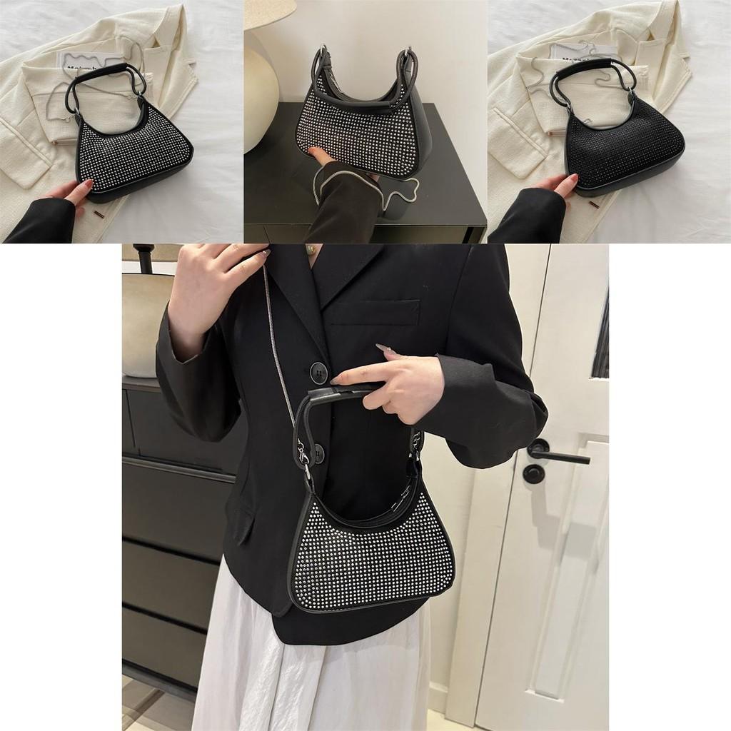 Stylish Fashionable Rhinestone Single Shoulder Bag Elegant Trendy Crossbody Purse For Women
