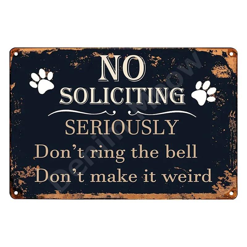 No Soliciting Funny Metal Sign for House Office Shop Decor Please Do Not Knock Or Ring Doorbell Warning Sign Halloween Decor