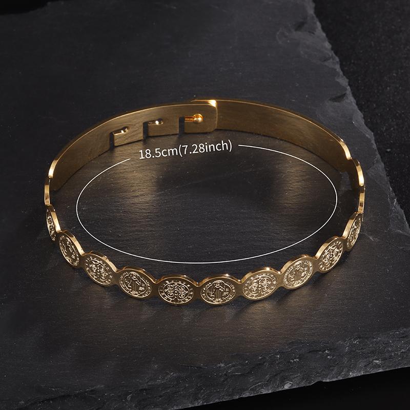 Men Women Catholic San Benito Cross Jesus Stainless Steel Bracelet Religious Jewelry Fashion Amulet Gift for