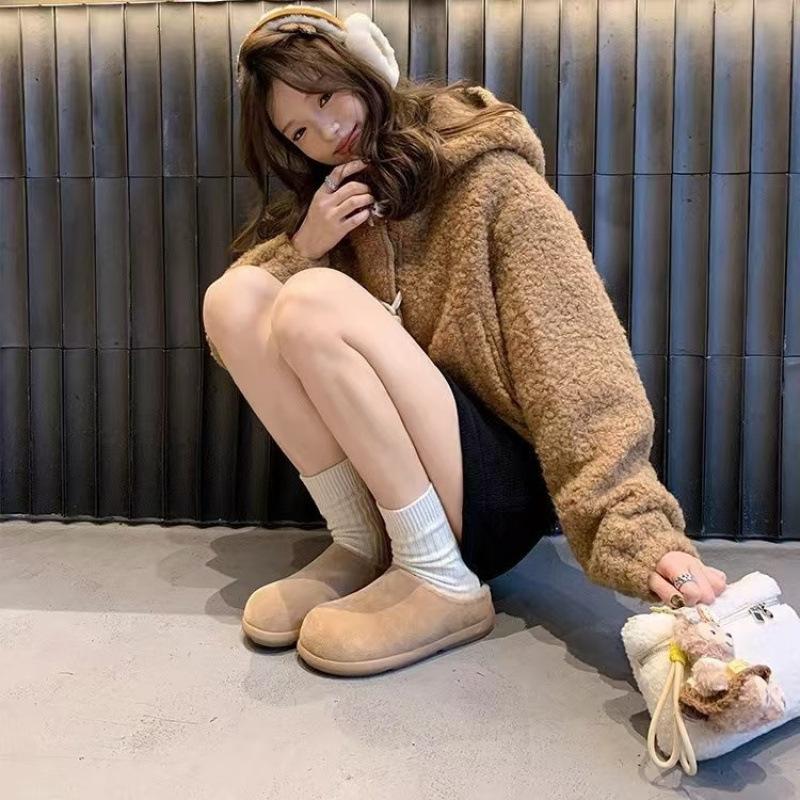 

Whole cowhide~ Genuine leather to keep warm and increase the height, one pedal bag head wool thickened hair slippers women s half drag 35 хакі