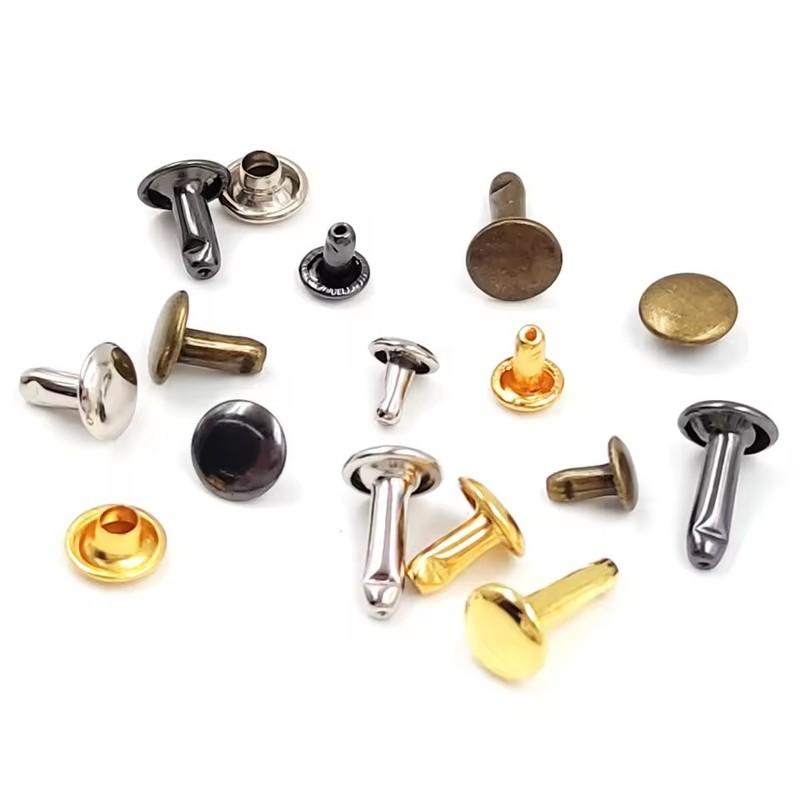 Metal Double Cap Rivets Stud Round Spike Nail With Tool Kits For Shoes Bag Belt Leathercraft Repair Clothing Garment Accessories