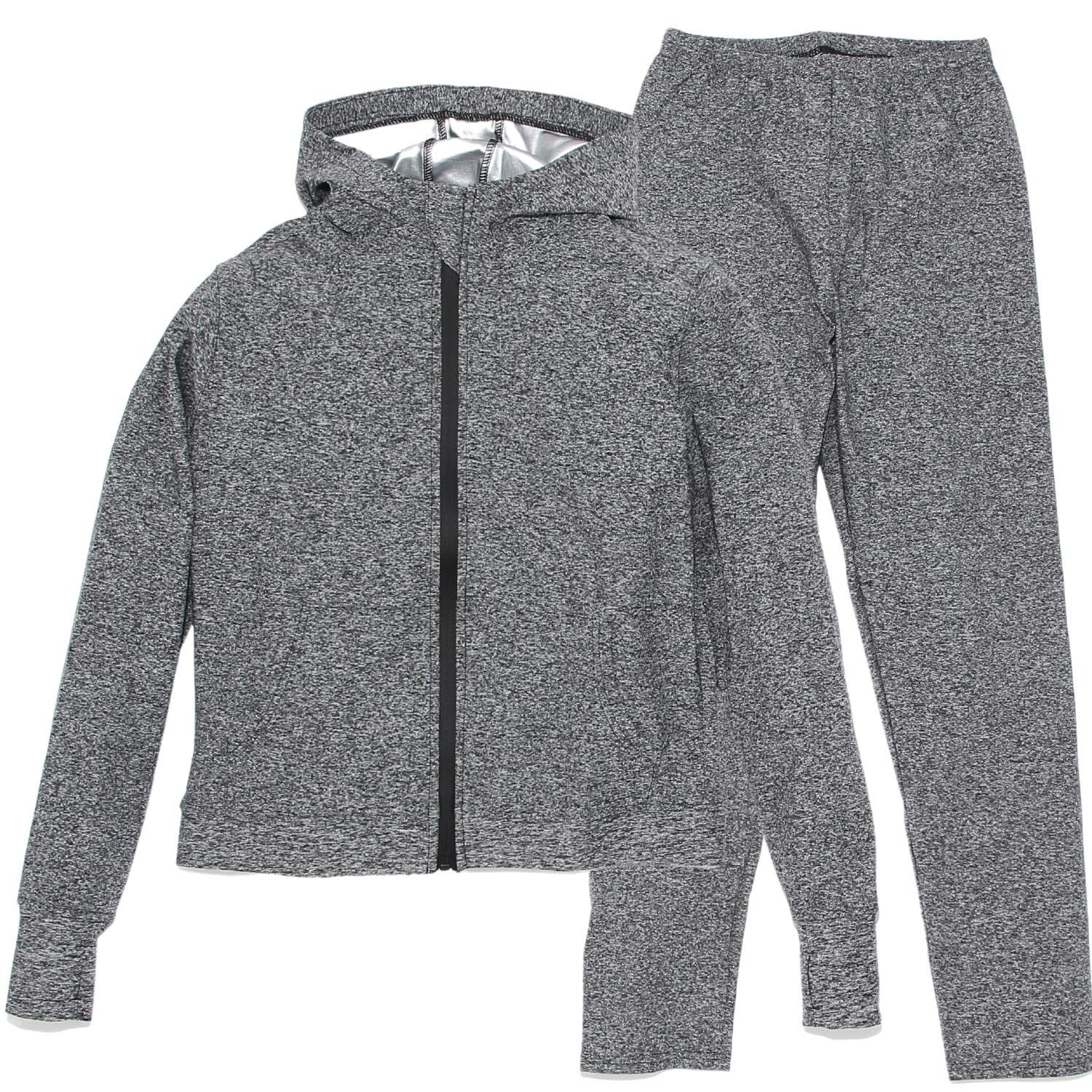 

Тренировочный верх и низ для бега, одежда для сауны и обильного потоотделения Mie-Mie, женская спортивная одежда, одежда, одежда, комплект, костюм, диета, (Размер L, Серый)