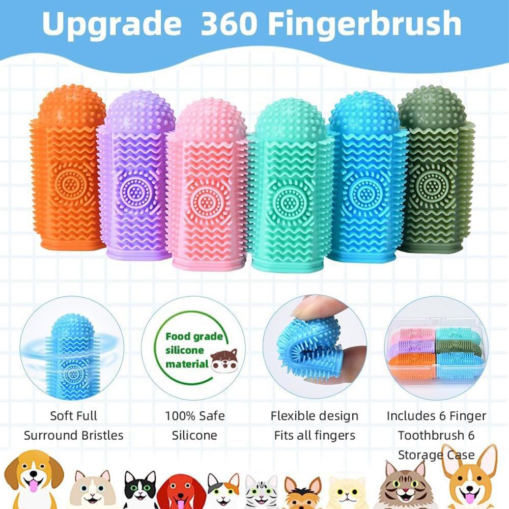 6Pcs 360° Silicone Dog Toothbrush For Teeth Cleaning Dental Care