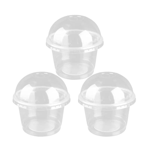 Healifty 25-Piece Disposable Pudding Cups, Plastic Salad Cups, Dessert Bowls with Lids, Clear Ice Cream Holders, Small Drink Containers for Parfaits,