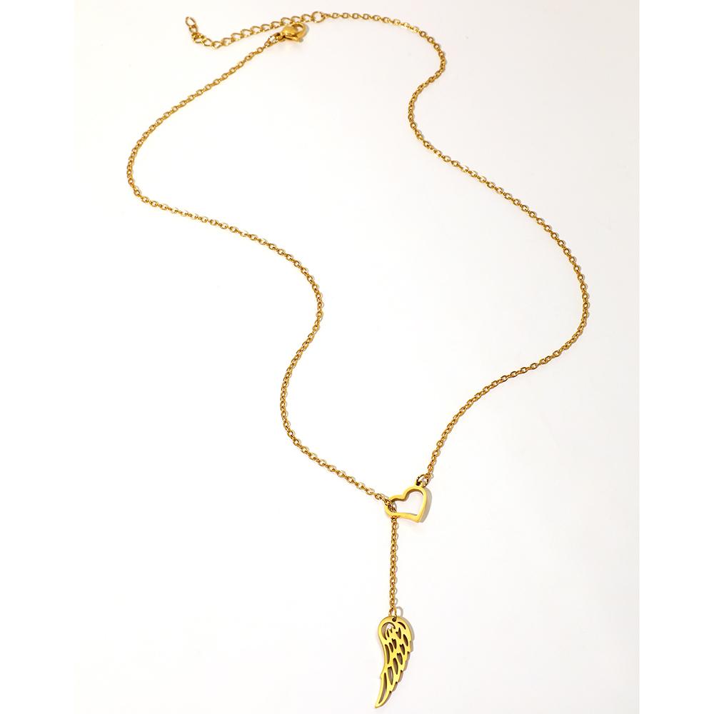 Stainless Steel Necklaces Elegant Heart feather pendant Clavicle Chain Fashion Exquisite Necklace For Women Jewelry Wedding Gift