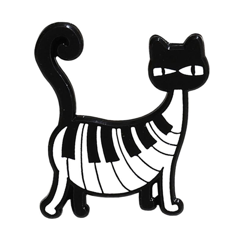 

Cuteness Cats Brooch Adorable Animal Pin Stylish Lapel Pin with Piano Key Suitable for Backpack and Cloth Decorations