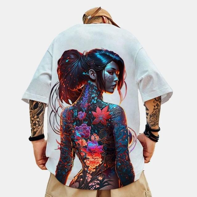 Herren T-Shirt Sommer Mode Lässiges T-Shirt für Männer 3D Sexy Beauty Print Kurzarm T-Shirt Top Locker Übergroß Herrenbekleidung