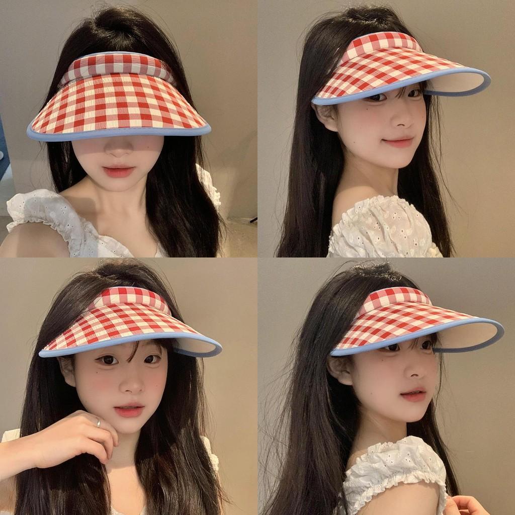 Cap Sun Sunscreen Hat Grid Pattern Uv Protection Breathable Versatility Unisex