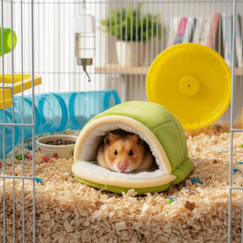 Insulated Portable Hamster Warm Nest Washable Turtle Shell Shape Winter Bird Nest Soft Cozy Guniea Pig House for Golden Bear