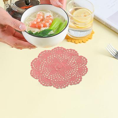 Moderní krajková bavlněná stolní podložka háčkovaná kulatá kávová podložka pod hrnec Vánoční podložka pod pánev Hrnek Čaj Jídelní prostírání Kuchyňská doily