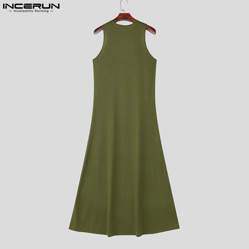 INCERUN Mens Sleeveless Cutout Splits Casual Cosplayer Long Swing Tank Tops