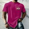 Men's Vintage Texture Print Short Sleeve T Shirt Loose Fit Casual Summer Daily Top Crew Neck Lightweight Breathable Fabric
