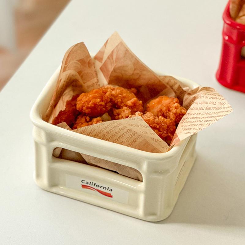 2025 Creative Ceramic Snack Bowl Living Room Home Fruit Bowl Cafe Snack Basket Popcorn French Fries Bowl