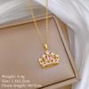 Empty Three-Dimensional Crown Light Luxury Temperament Gorgeous Full Diamond Necklace Female Versatile Collarbone Chain Titanium Steel Chain