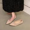 Inner Height Increase Pointed French Small Fragrant Single Shoes Women's Shoes 2025 Spring and Summer Suede Splicing with Skirt Evening Shoes