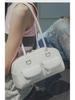 Korean Retro Wax Leather Bowling Shoulder Bag with Multi-Pockets