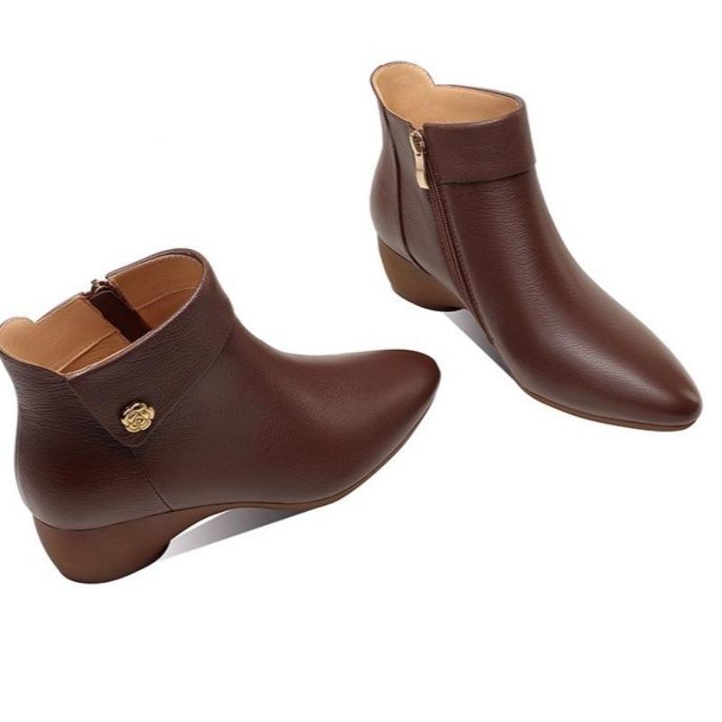 Autumn and Winter Booties, Women's Wedge Heel, Non-slip Soft Soles, Casual Fashion, Versatile Single Boots, Fleece and Warm Cotton Boots