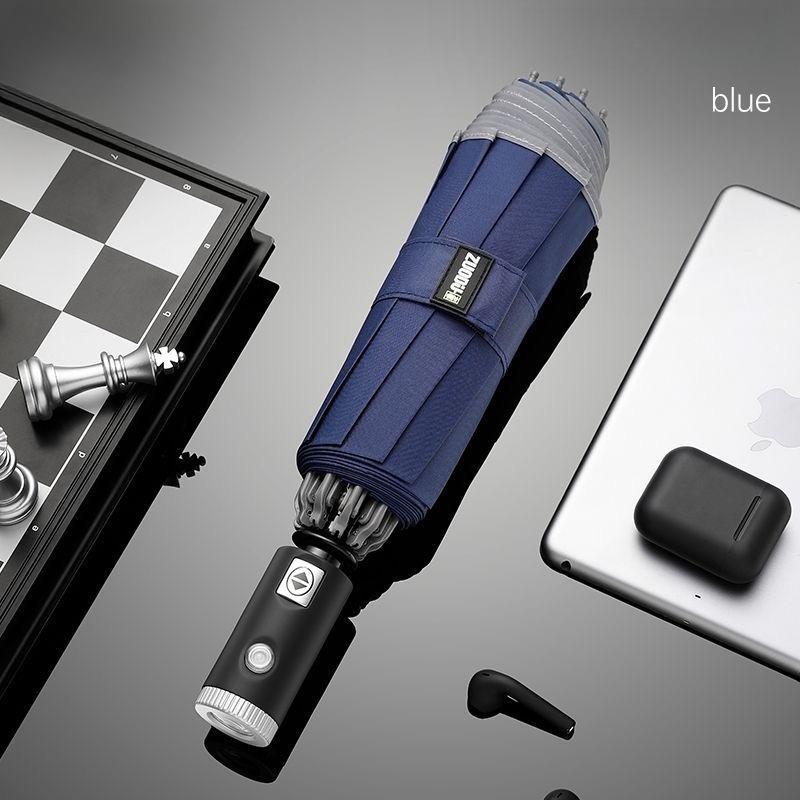 Fully Automatic Sun Umbrella With Flashlight Men's Enlarged Anti-ultraviolet Sunny and Rainy Dual-use Car-mounted Umbrella