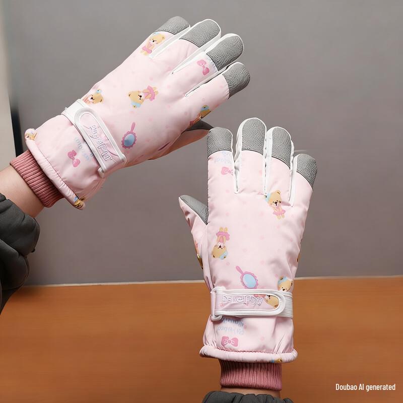 

Fumede Women s Pink Plush Winter Ski Gloves